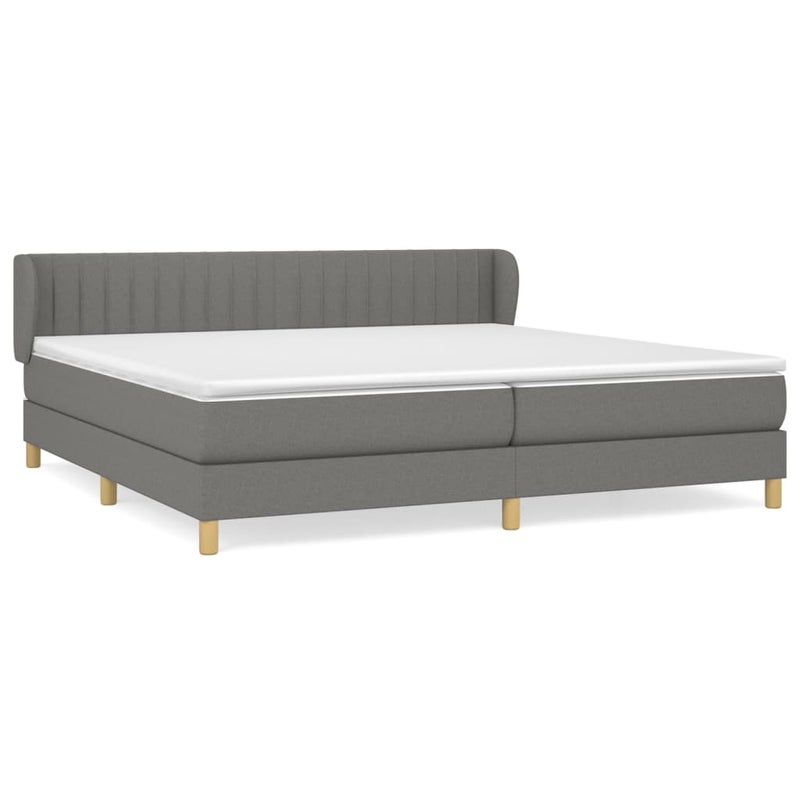 Łóżko z Materacem Kontynentalne Szara Tkanina Łóżko Tapicerowane Do Sypialni Pokoju 200x200 cm