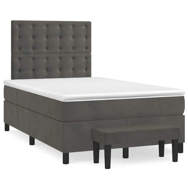 Łóżko z Materacem Kontynentalne Szary Aksamit Łóżko Tapicerowane Do Sypialni Pokoju 120x190cm