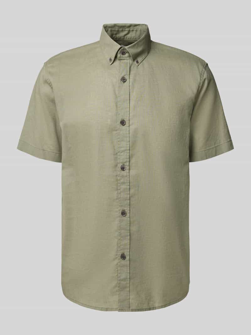 Koszula casualowa o kroju relaxed fit z mieszanki lnu i bawełny