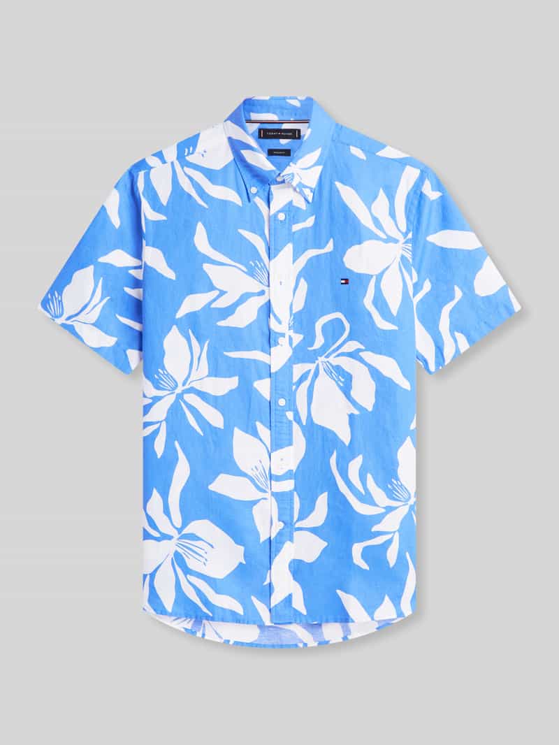 Koszula z krótkim rękawem o kroju regular fit z mieszanka lnu