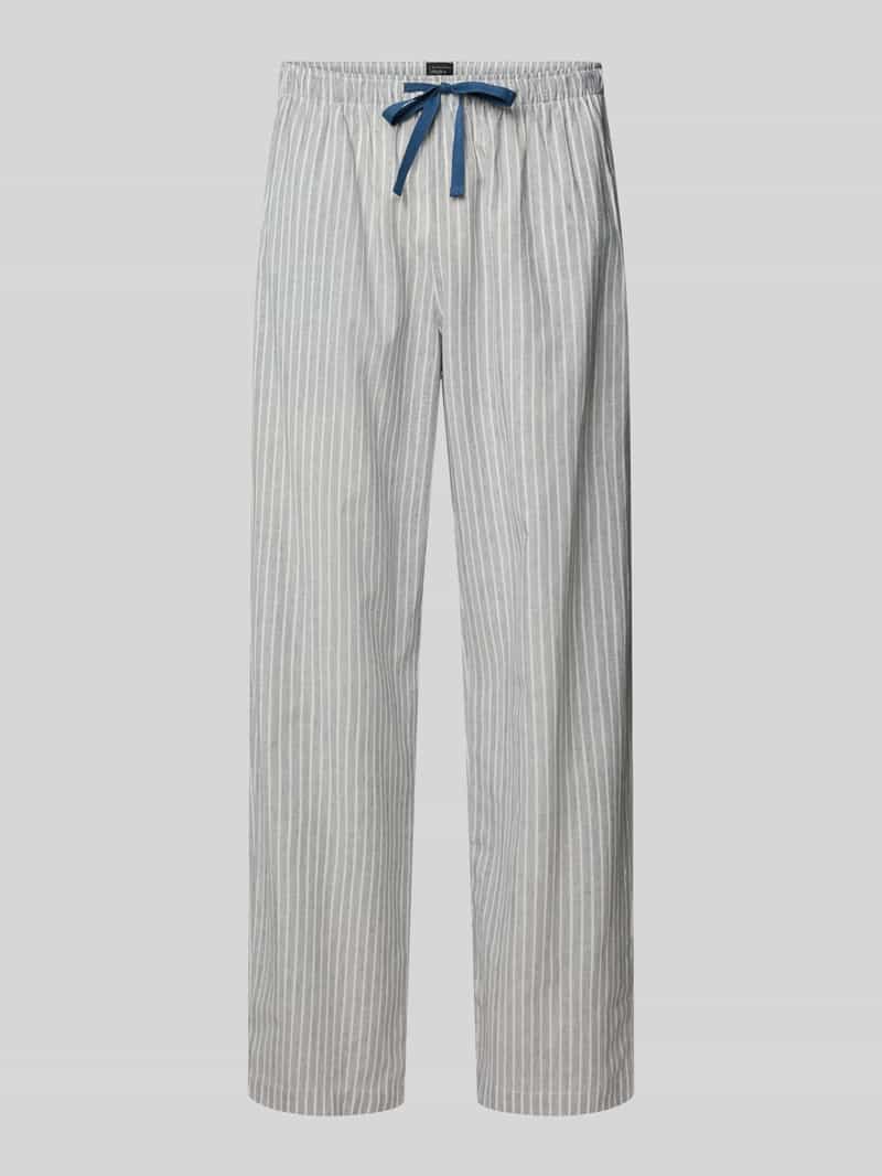 Spodnie od piżamy z mieszanki bawełny i lnu z elastycznym paskiem