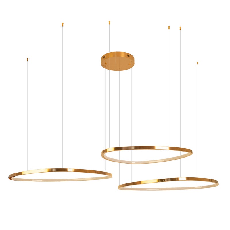 Lampa sufitowa 3 ringi LED CAYENNE 130W ciepła 3966lm metal miedziana szczotkowana wym:180x94x94cm IP20 Maxlight