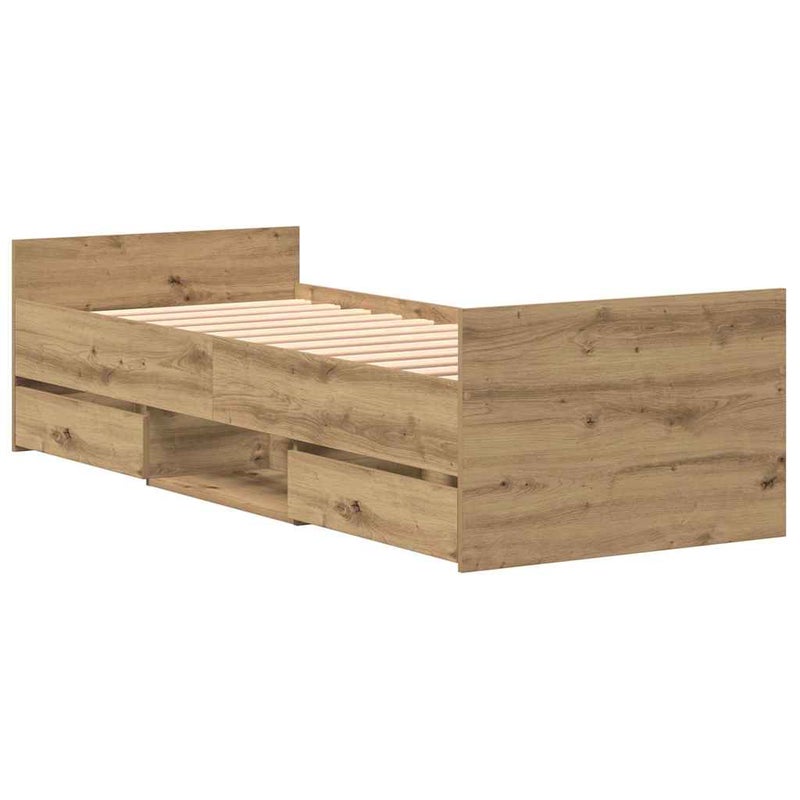Łóżko Brązowe Artisan Rama Łóżka Ze Stelażem Do Pokoju Sypialni 75 x 190