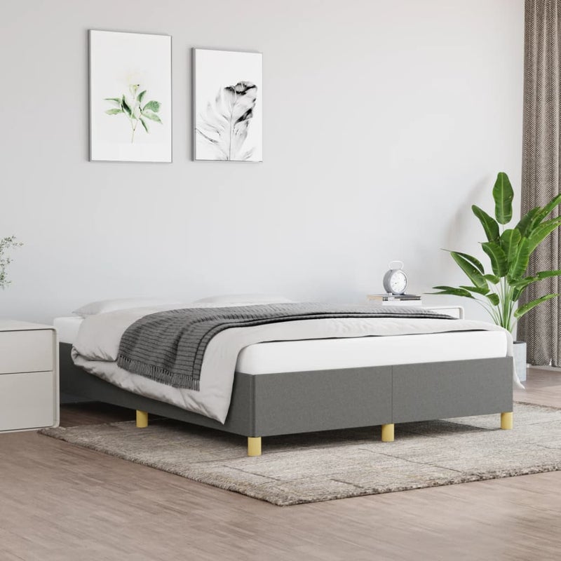 Łóżko tapicerowane rama łóżka ze stelażem szara do sypialni 140x190 cm