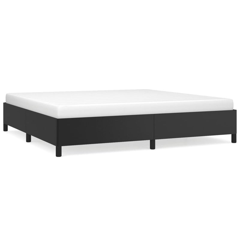 Łóżko tapicerowane rama łóżka ze stelażem czarne skóra sztucznał 200x200 cm