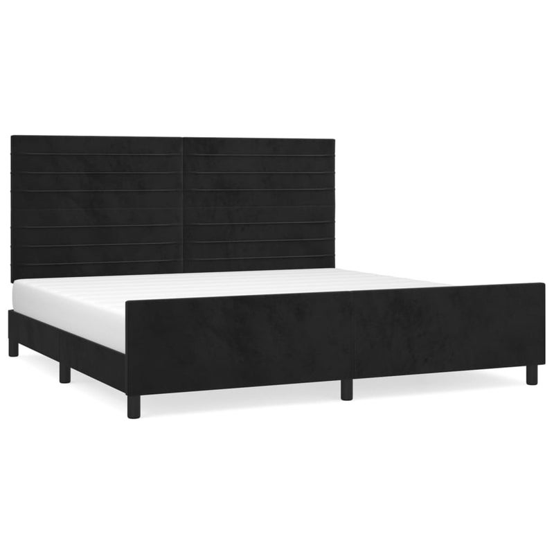 Łóżko tapicerowane rama łóżka ze stelażem czarne aksamitne 200x200 cm
