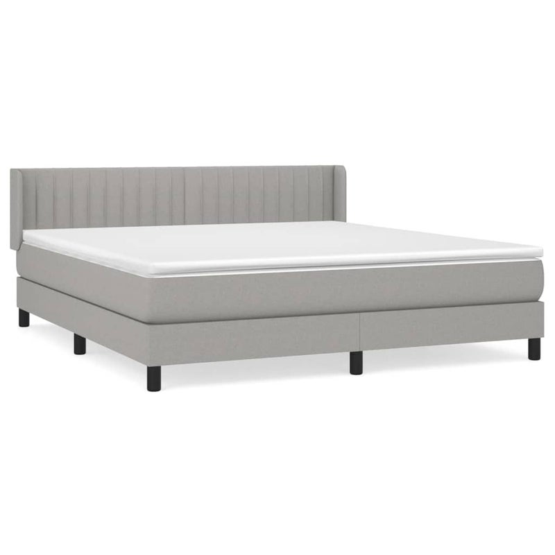 Łóżko z Materacem Kontynentalne Szara Tkanina Łóżko Tapicerowane Do Sypialni Pokoju 160x200 cm
