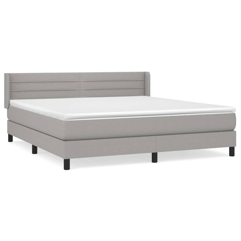 Łóżko z Materacem Kontynentalne Szara Tkanina Łóżko Tapicerowane Do Sypialni Pokoju 160x200 cm