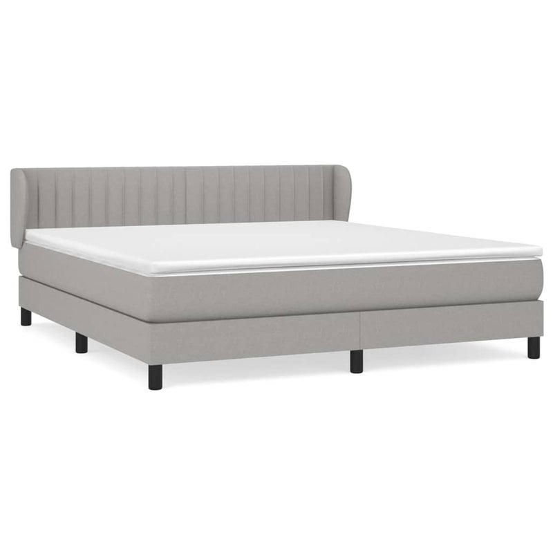 Łóżko z Materacem Kontynentalne Szara Tkanina Łóżko Tapicerowane Do Sypialni Pokoju 160x200 cm