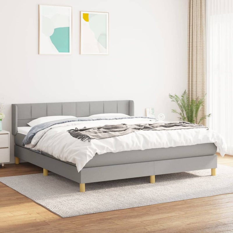 Łóżko Kontynentalne z Materacem Szare Łóżko Tapicerowane do Sypialni Pokoju 160x200 cm