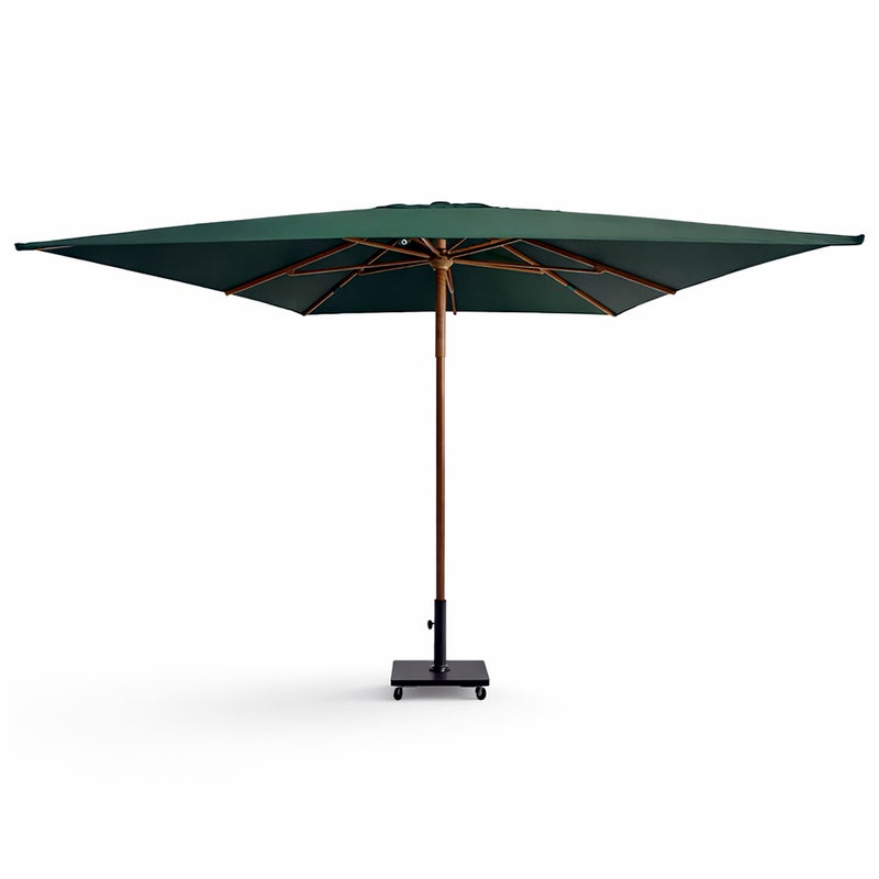 Tempo Style - Parasol ogrodowy Parioli Plus 3x3 m Wytrzymały parasol ogrodowy z aluminium i poliestru 180 g/m² (zieleń/drewno orzechowe)