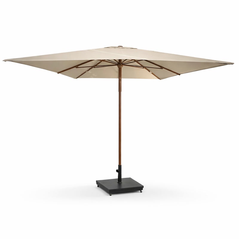 Tempo Style - Parasol ogrodowy Parioli Plus 3x3 m Wytrzymały parasol ogrodowy z aluminium i poliestru 180 g/m² (beż/drewno orzechowe)