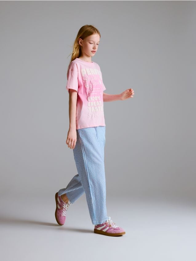 Reserved - Spodnie z gniecionej tkaniny - jasnoniebieski