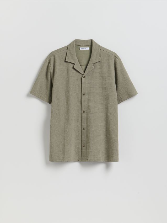 Reserved - Strukturalna koszula regular fit - jasnozielony