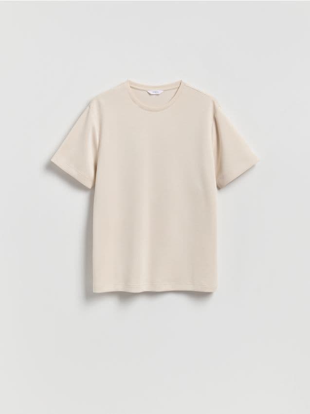 Reserved - T-shirt regular fit z modalem - beżowy