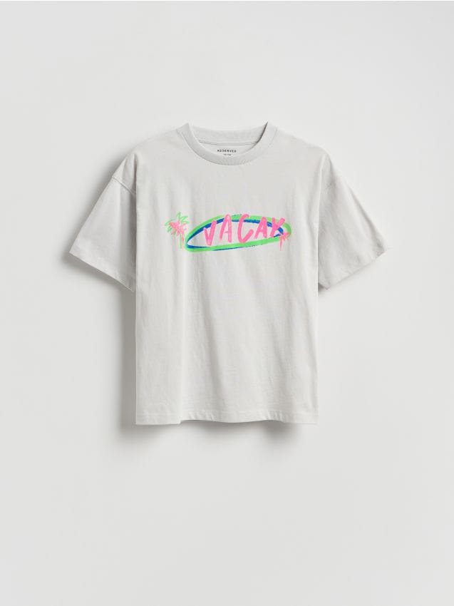 Reserved - T-shirt z nadrukiem - jasnoszary