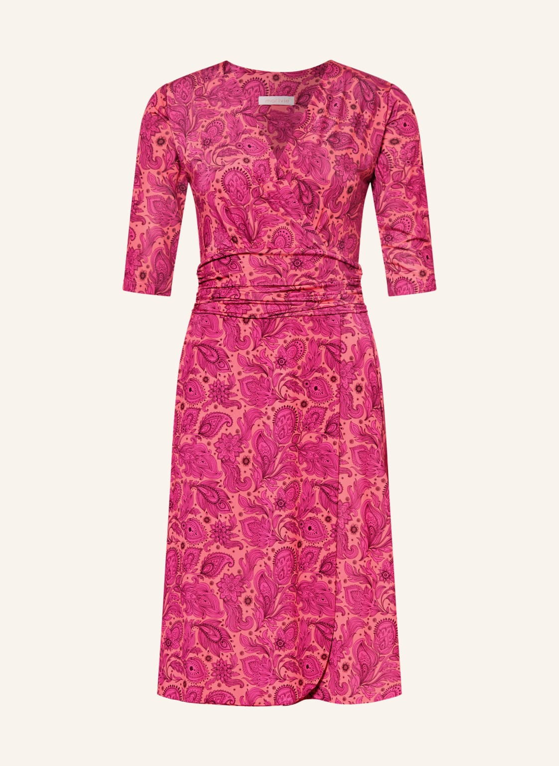 Marivie Sukienka Sophisticated! W Stylu Kopertowym, Z Rękawami 3/4 pink