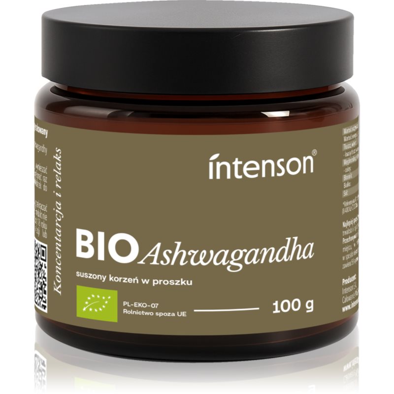 Intenson Ashwagandha BIO proszek na wsparcie zdrowia fizycznego i psychicznego 100 g