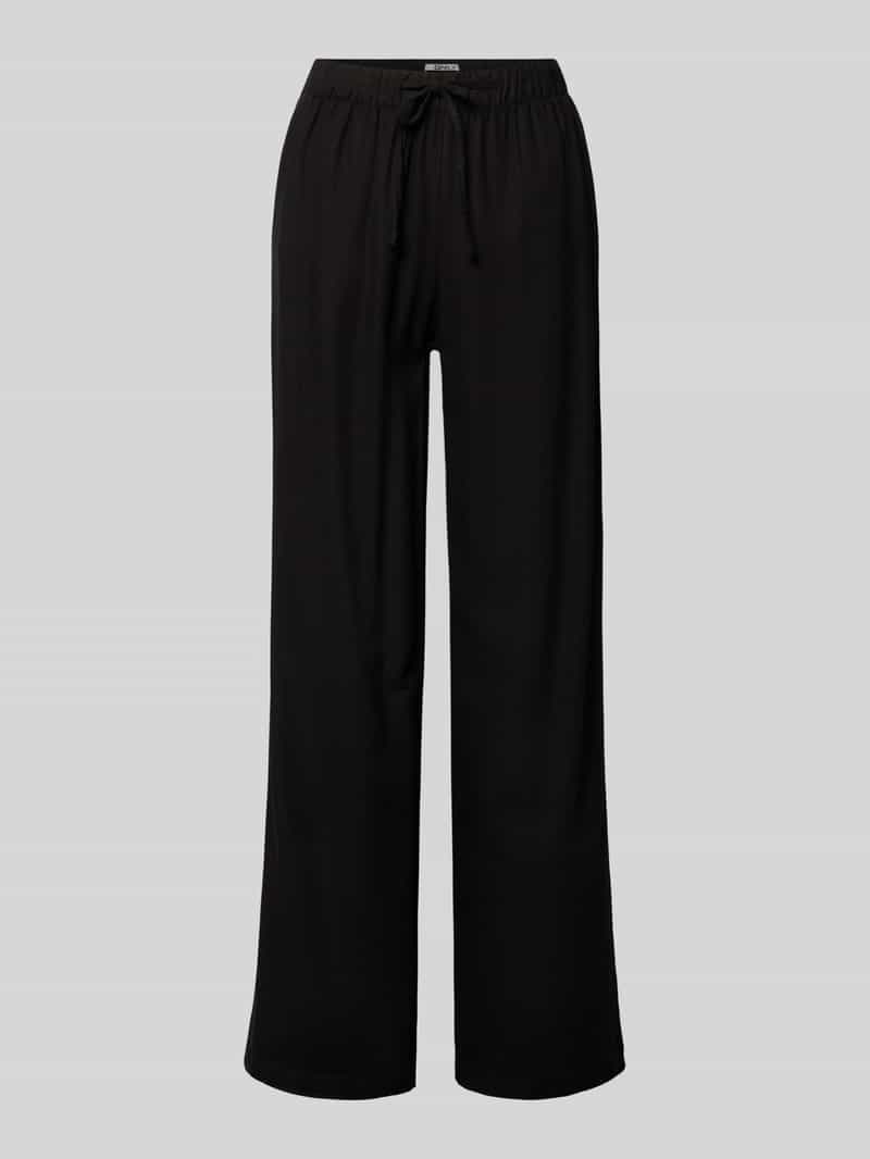 Spodnie lniane z szerokimi nogawkami z elastycznym pasem model 'GOA'