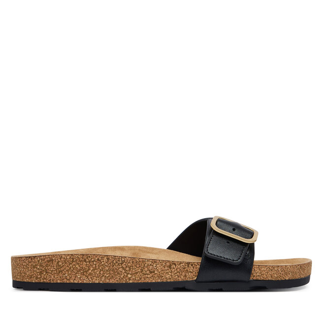 Klapki Tommy Hilfiger Cork Footbed Slip-On Sandals FW0FW09344 Czarny