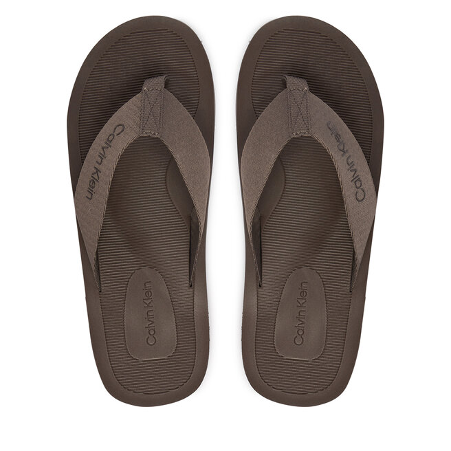 Japonki Calvin Klein Logo Webbing Strap HM0HM02106 Brązowy