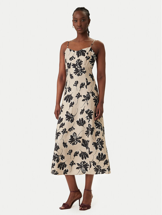 Vero Moda Sukienka letnia Jennifer 10341972 Beżowy Regular Fit