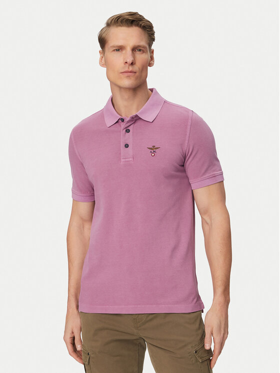 Aeronautica Militare Polo 261PO1925UP00406 Fioletowy jasny Regular Fit
