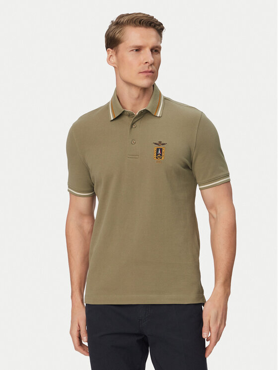 Aeronautica Militare Polo 261PO1914UP00403 Zielony Regular Fit