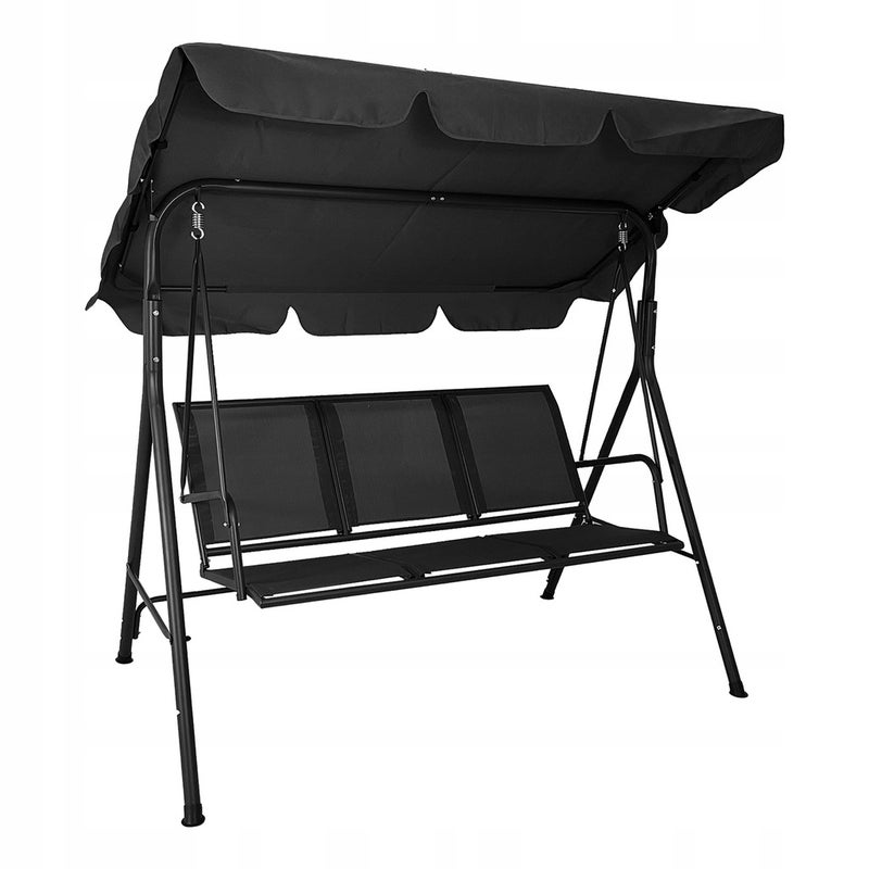 Huśtawka ogrodowa 3-osobowa XXL z daszkiem Split czarna
