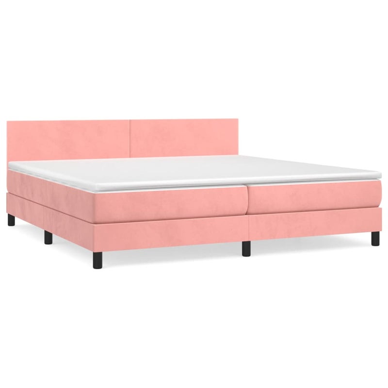 Łóżko z Materacem Kontynentalne Różowy Aksamit Łóżko Sypialniane Tapicerowane 200x200 cm