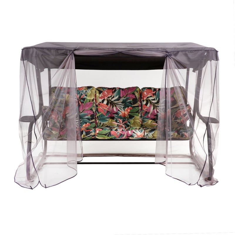 Huśtawka ogrodowa Celebes Plus Black Edition tropikalne liście PATIO