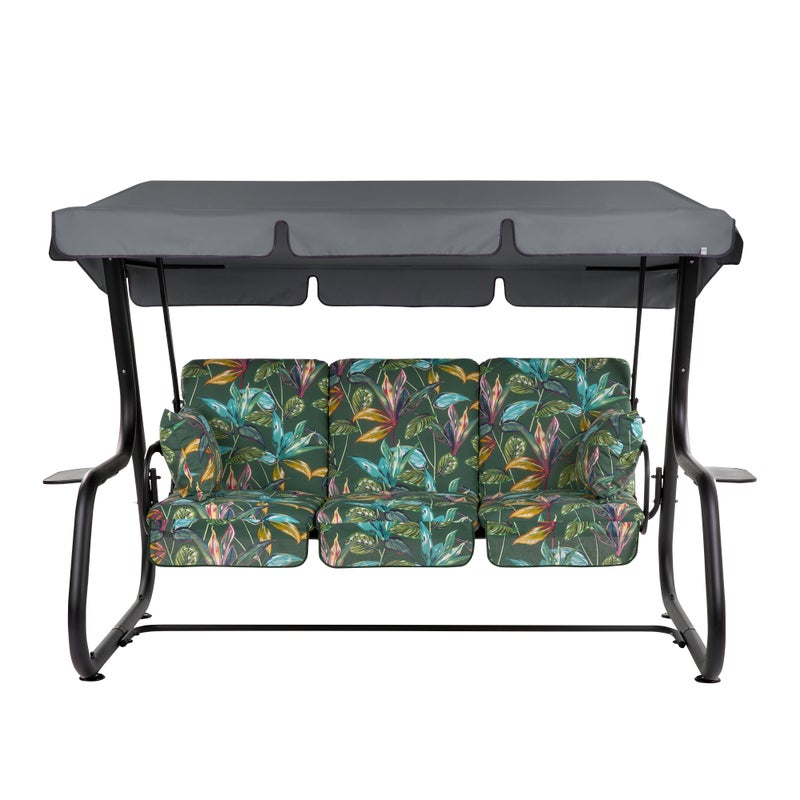 Huśtawka ogrodowa Rimini Black Edition wzór tropikalny PATIO