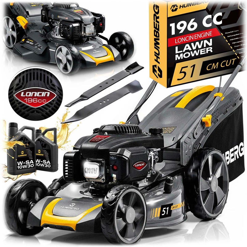Humberg Mocna kosiarka spalinowa z napędem HM-601 51cm 70L Loncin 196cc + olej model 2026