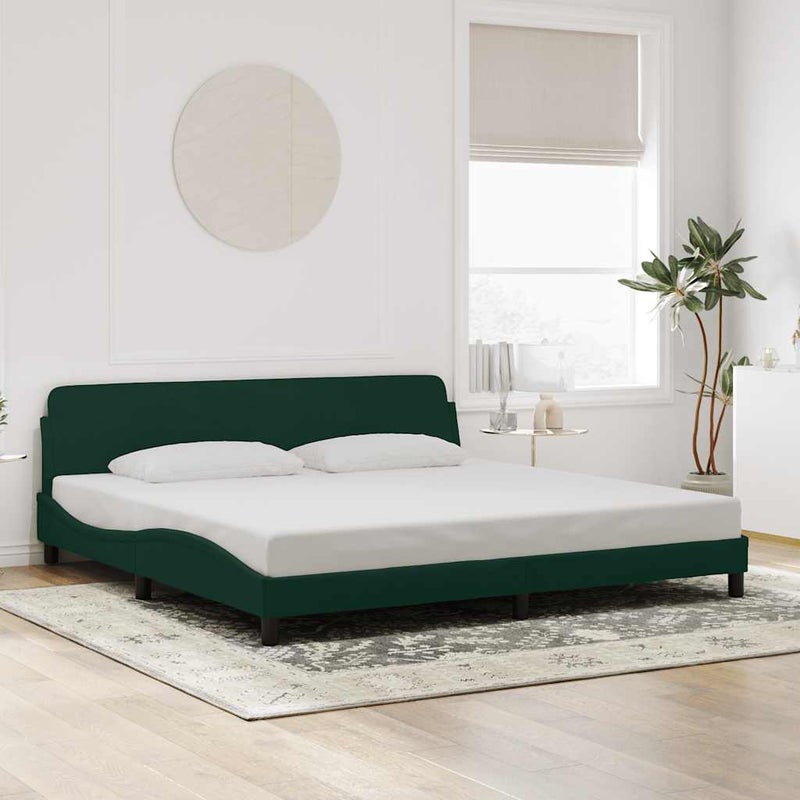 Łóżko Tapicerowane Zielone Rama Łóżka Ze Stelażem Sypialnia 200x200 cm
