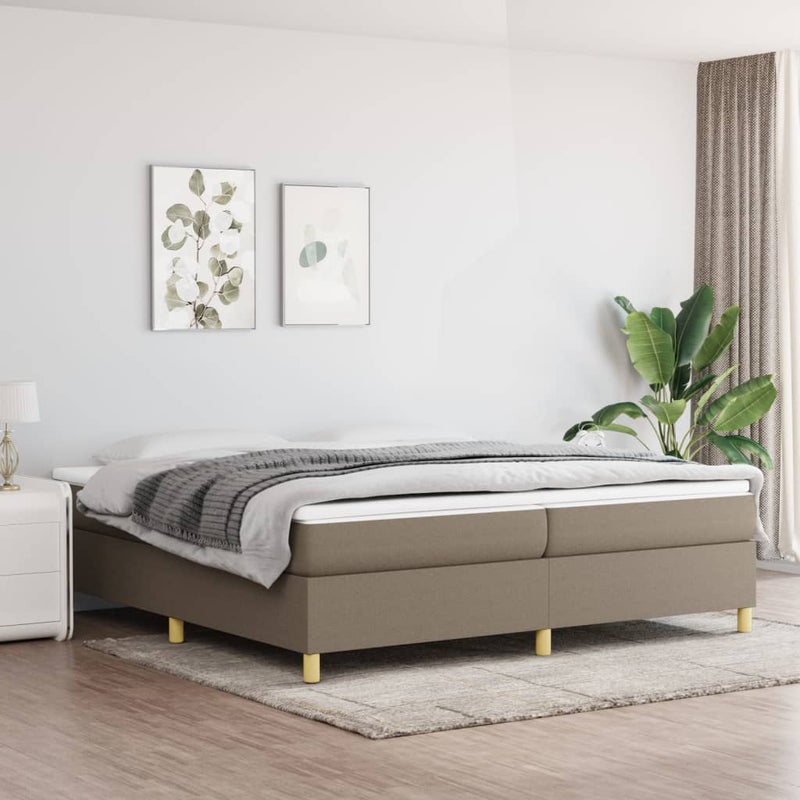 Łóżko Tapicerowane Taupe Tkanina Rama Łóżka Ze Stelażem 200x200 cm