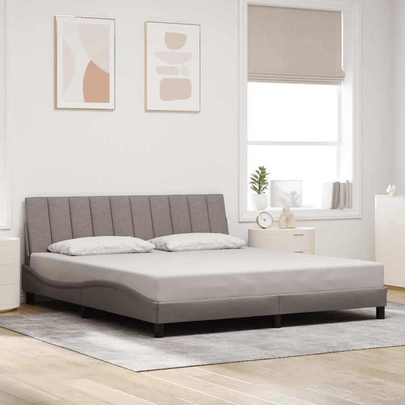 Łóżko Tapicerowane Taupe Tkanina Rama Łóżka Ze Stelażem 180x200 cm