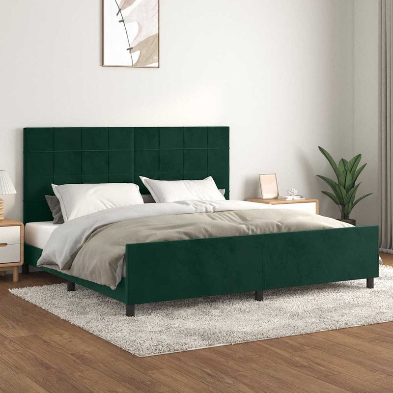 Łóżko tapicerowane rama łóżka ze stelażem zielone aksamitne 200x200 cm