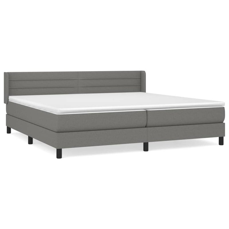 Łóżko Tapicerowane z Materacem Kontynentalne Szara Tkanina 200x200 cm