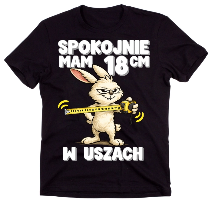 Czarna koszulka '' SPOKOJNIE MAM 18 CM...''
