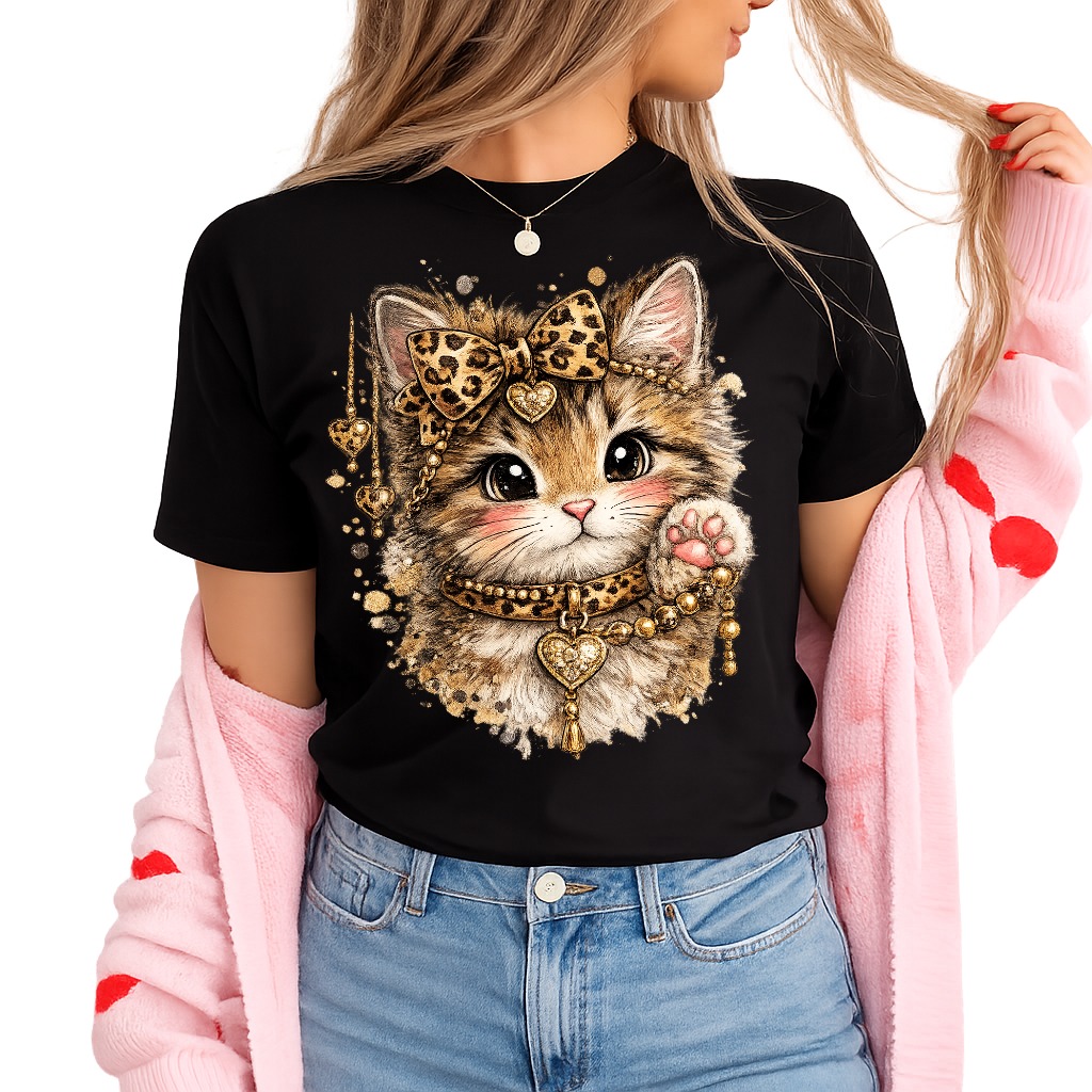 Damska koszulka z kotkiem W PANTERKĘ - wzór kotek1