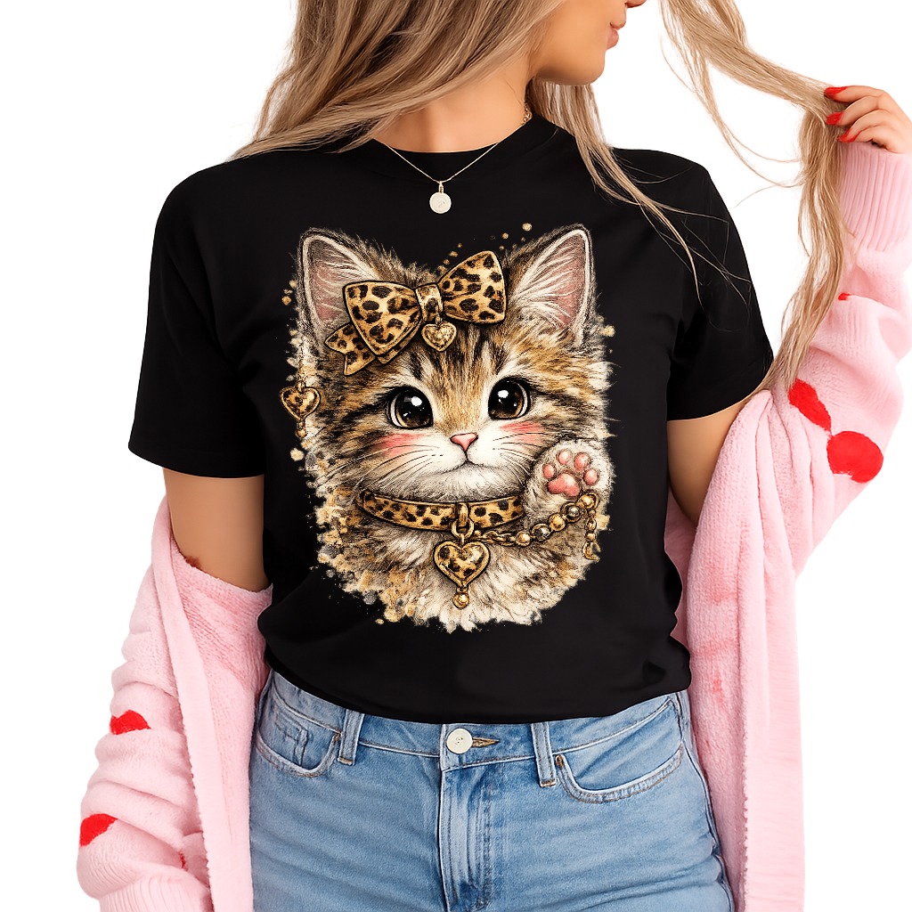 Damska koszulka z kotkiem W PANTERKĘ - wzór kotek8