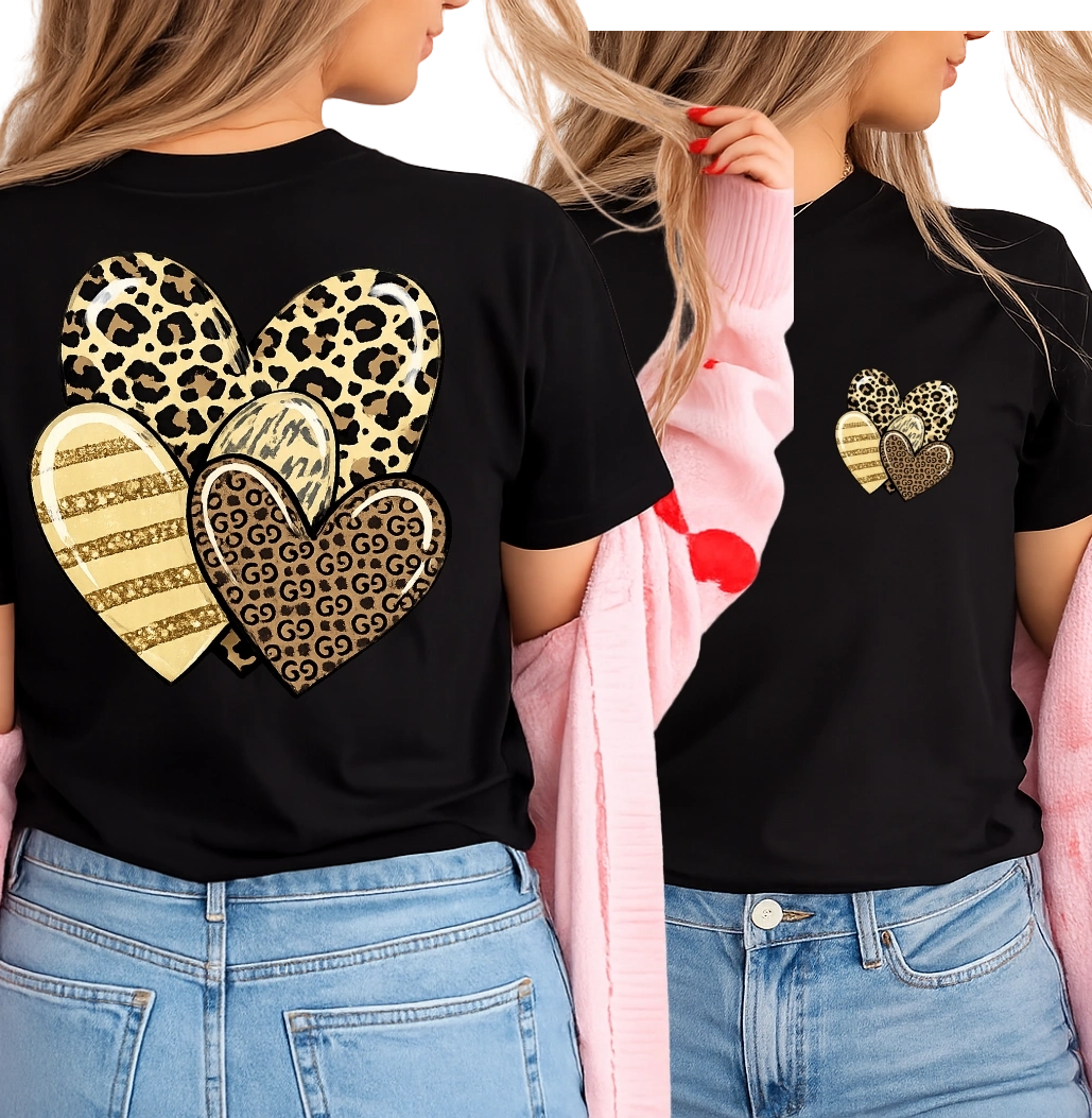 Damska koszulka w serce panterka