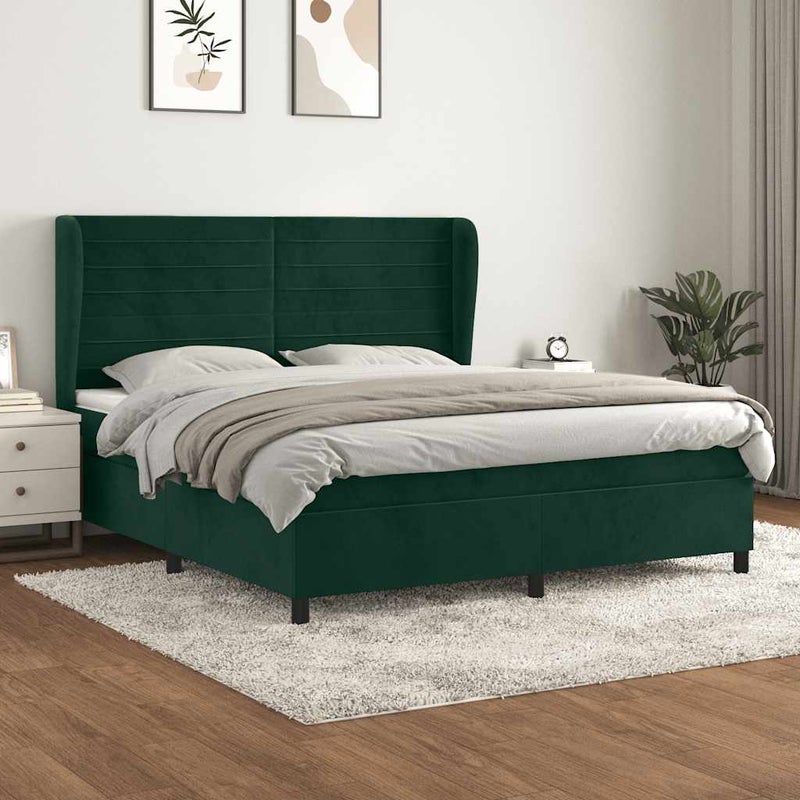 Łóżko Tapicerowane z Materacem Kontynentalne Zielone Do Sypialni 180x200 cm