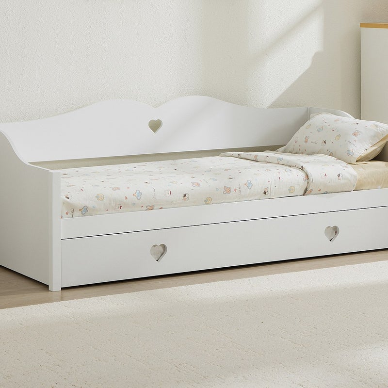 Łóżko kanapowe rozkładane 2 x 90 x 190 cm - Sosna i MDF - Białe + Materac - DASTIVA