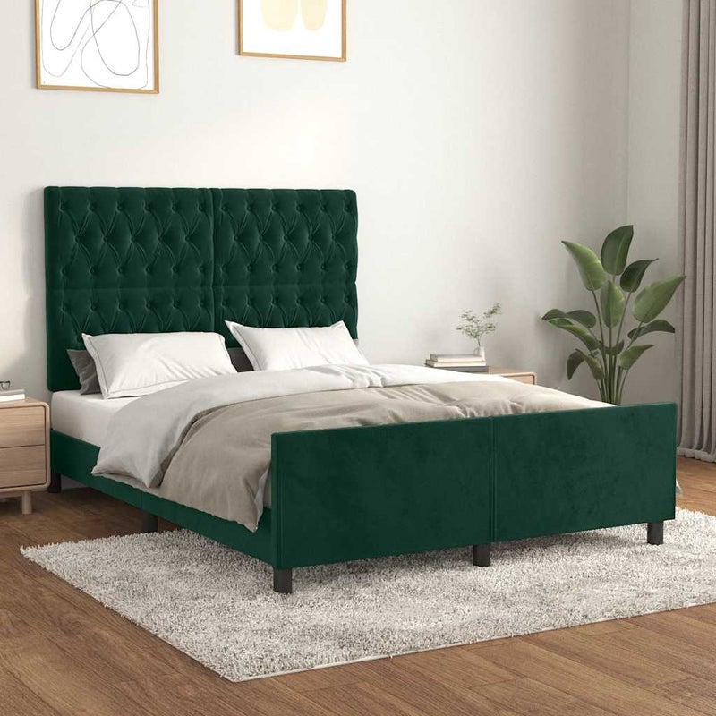 Łóżko Tapicerowane Zielone Rama Łóżka Ze Stelażem Sypialnia 140x190 cm