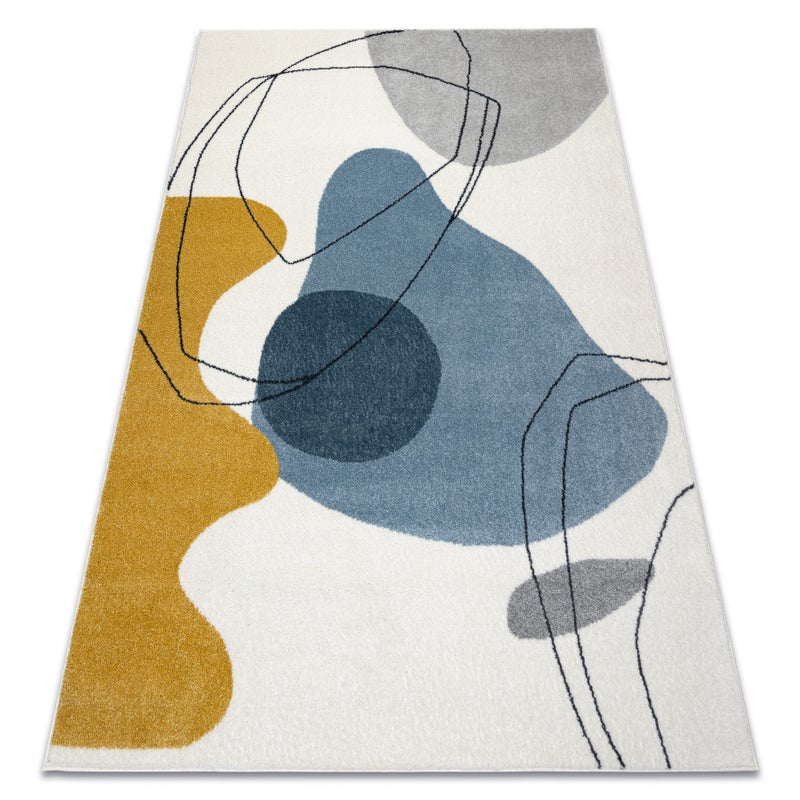 Dywan FUSION 7158 biały / żółty / niebieski - Geometryczny, nowoczesny, abstrakcyjny 240x330 cm