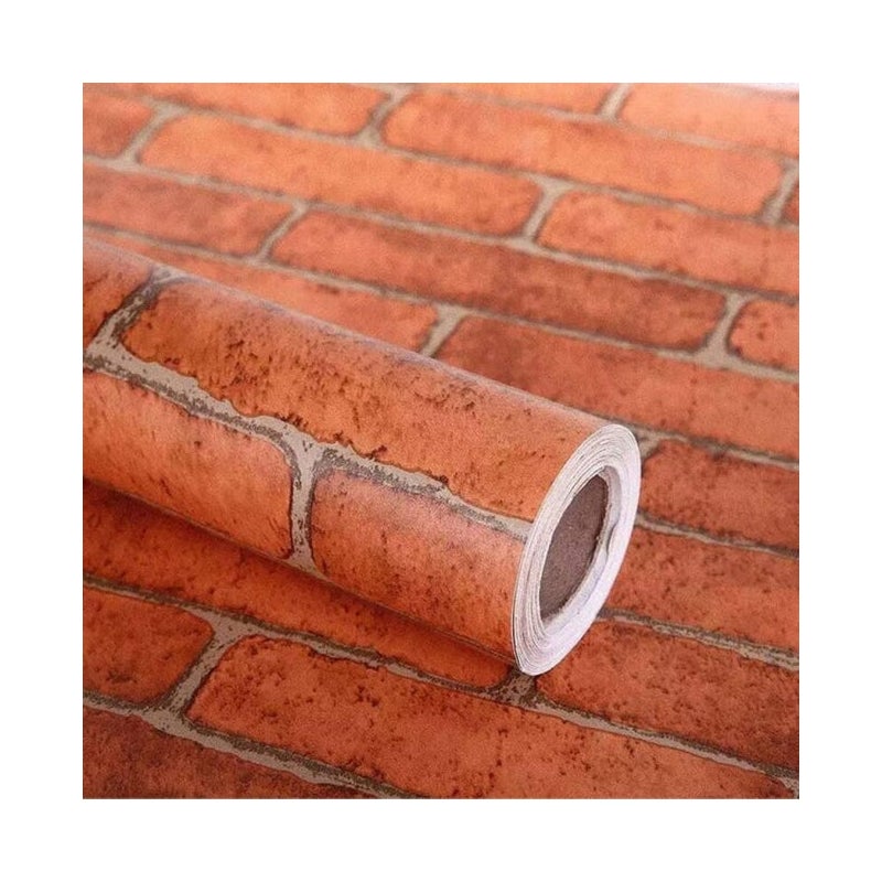 Samoprzylepna tapeta z wzorem czerwonej cegły. Łatwa w montażu i usuwaniu. Wymiary: 45 cm x 10 m.