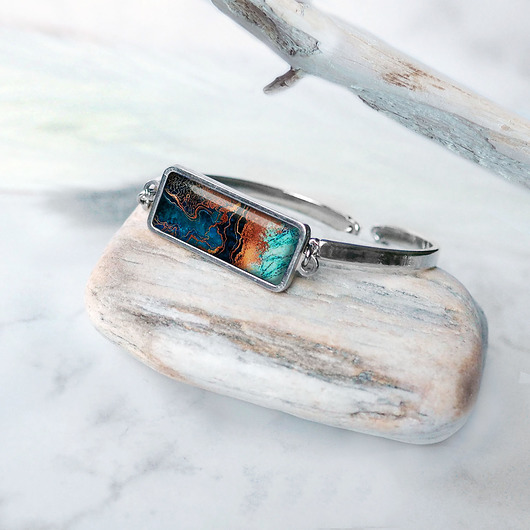 NOWOCZESNA bransoleta ze stali szlachetnej Baltic marble