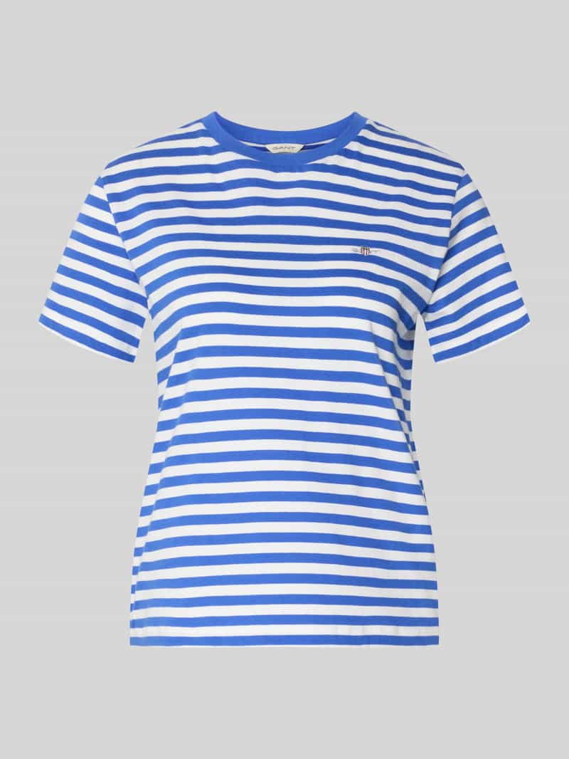 t-shirt z okrągłym dekoltem i wyhaftowanym logo