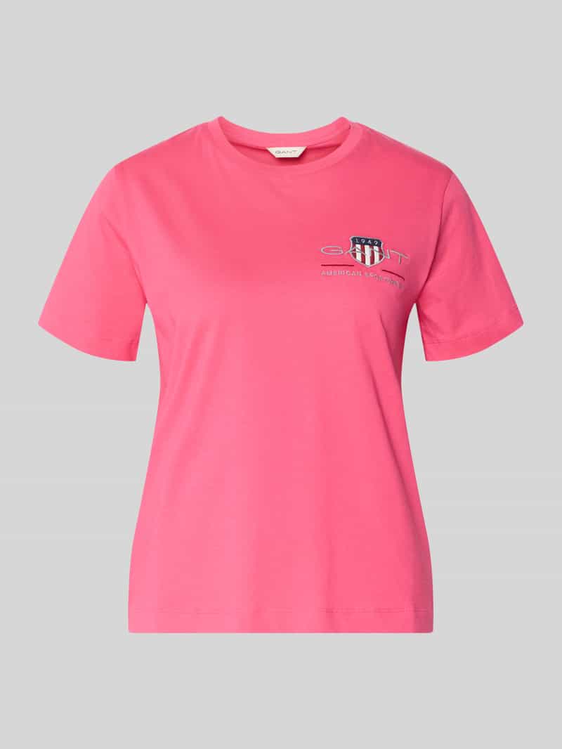 t-shirt z okrągłym dekoltem i wyhaftowanym logo